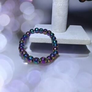 Aura Coated Hematite Faceted 8mm Braceletlet